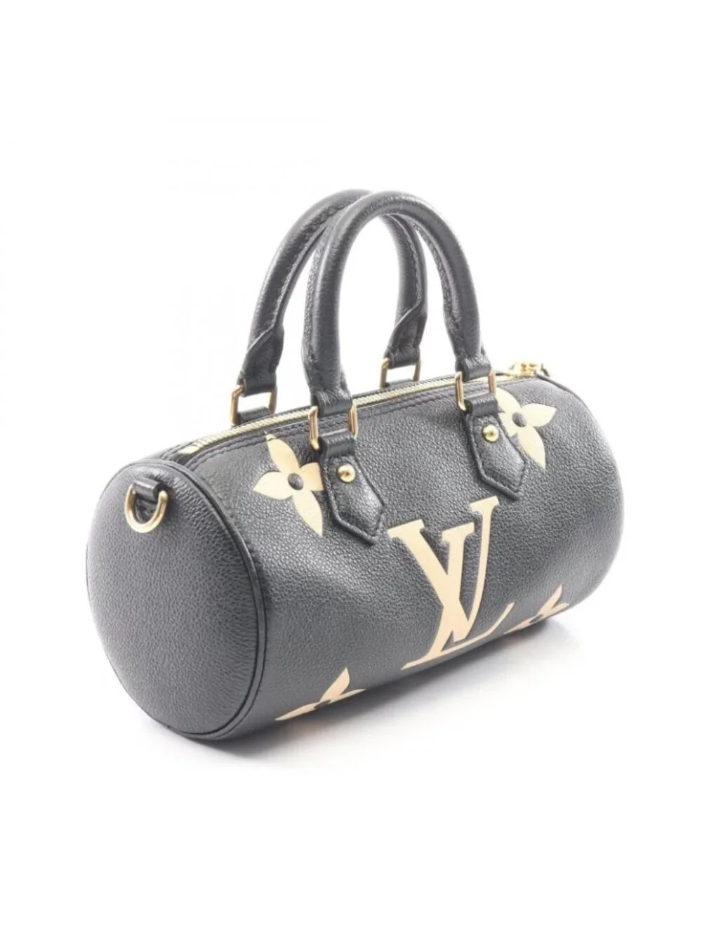Louis Vuitton Handbag Papillon BB 2-Way Black Beige Leather